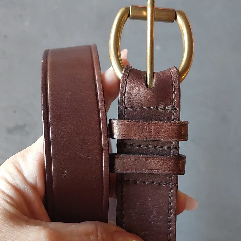Ralph Lauren Brown Leather Belt with Gold Buckle - Picture 4 of 5